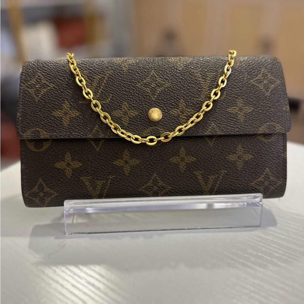 Auth Louis Vuitton Lv Sarah Wallet On A Chain Woc Wristlet